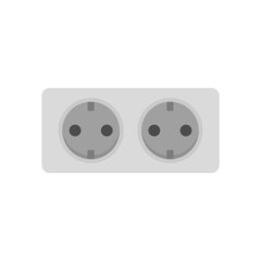 Double wall power socket icon flat isolated vector