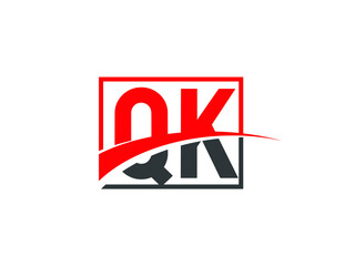 Q K, QK Letter Logo Design