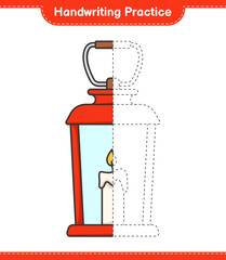 Handwriting practice. Tracing lines of Lantern. Educational children game, printable worksheet, vector illustration