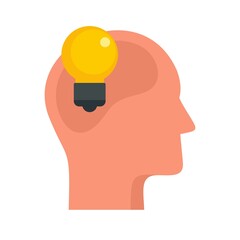 Bulb idea neuromarketing icon flat isolated vector