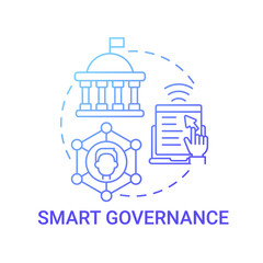 Smart governance gradient blue concept icon. Competent management and control abstract idea thin line illustration. Develop democratic process. Vector isolated outline color drawing.