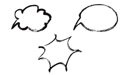 Speech bubble,grunge,speech balloon,hand drawn,brush paint,black ink,set,vector