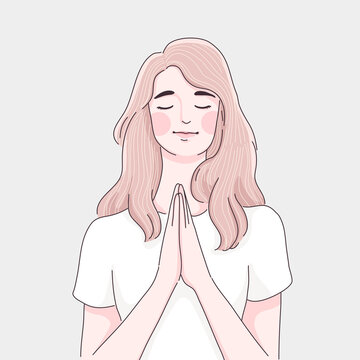 praying girl cartoon illustration