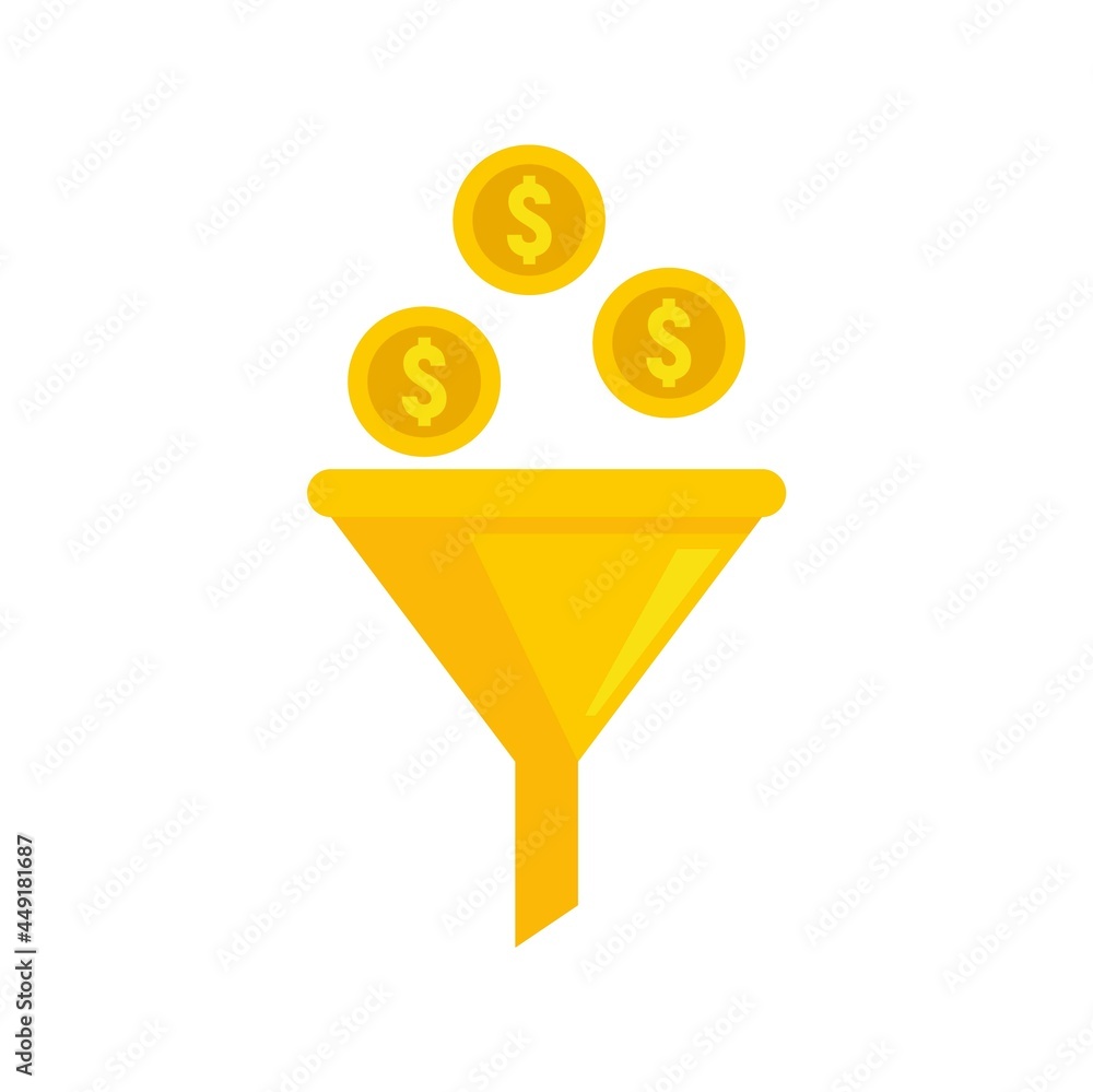 Sticker marketing money funnel icon flat isolated vector