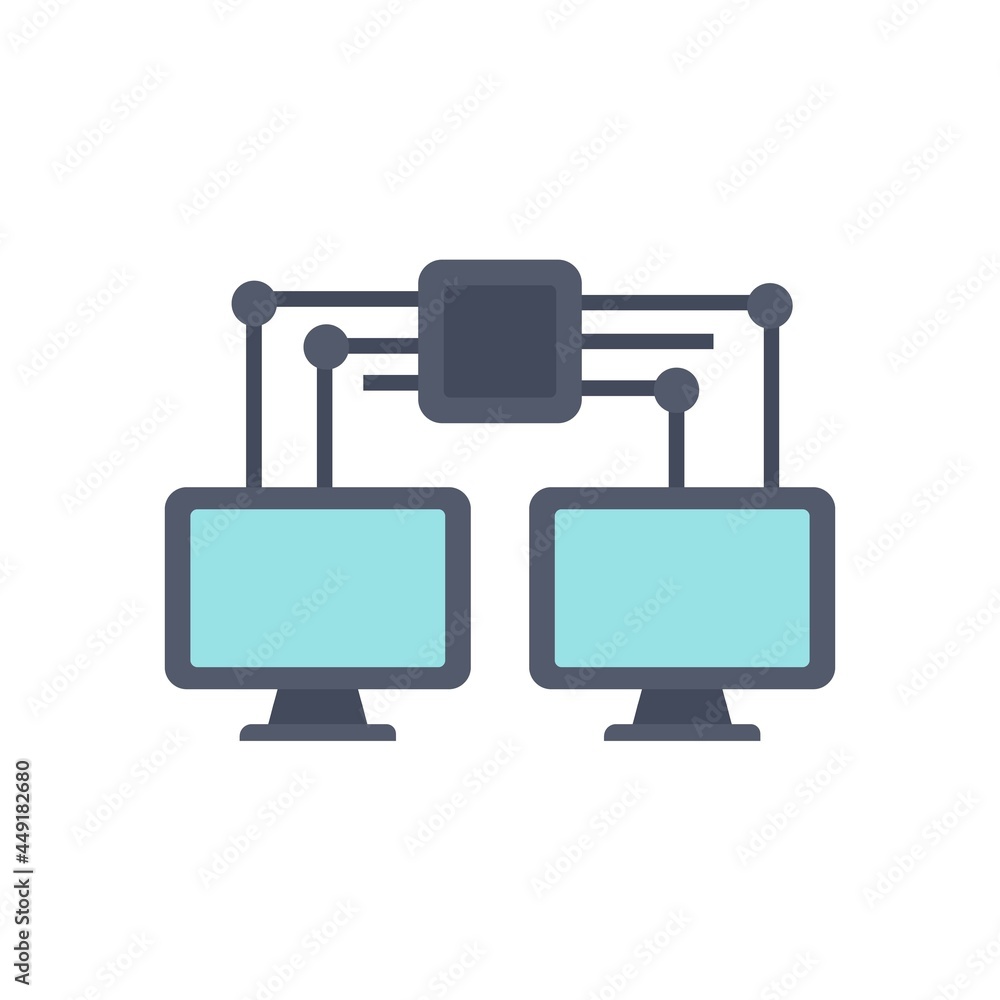 Poster machine learning network icon flat isolated vector