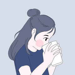 girl drink milk illustration