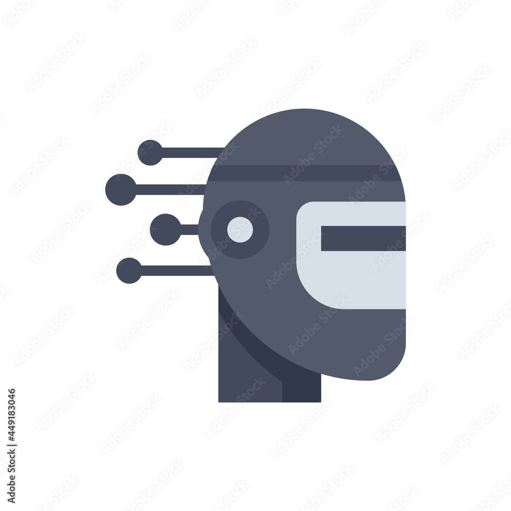 Poster robot machine learning icon flat isolated vector
