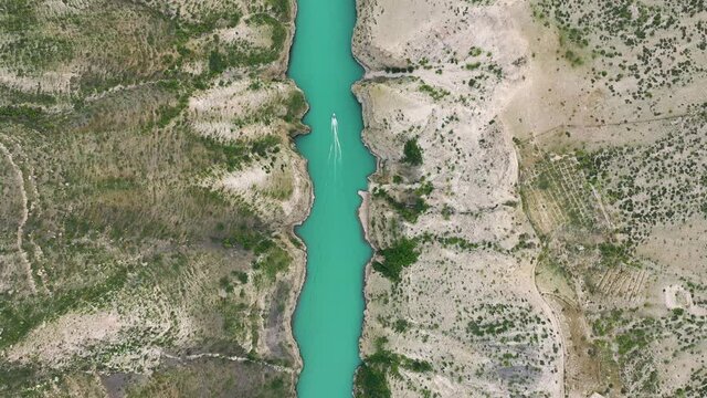Sulak river in Sulak canyon at the mountains Dagestan.The deepest canyon in the Europe in the valley of the Turquoise river Sulak.