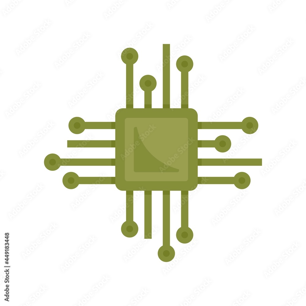 Poster smart processor icon flat isolated vector