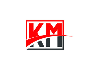 K M, KM Letter Logo Design