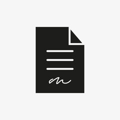 Signed document icon. Business contract signature symbol for web and mobile application UI design.