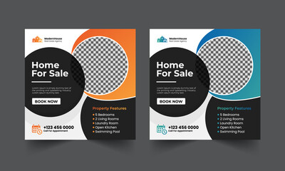 Modern creative design of social media story post templates. Real estate social media post, stories, banner design.