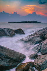 Beautiful long exposure photography for the sunrise in Sri Lanka beach