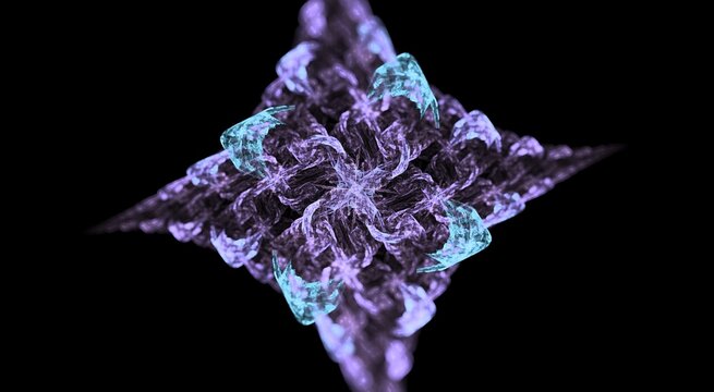 Dynamic Digital Fractal with energetic lines and smooth flowing pastel colors showing symmetry