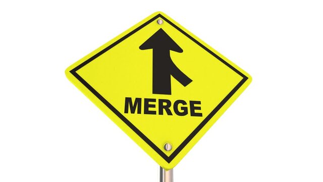 Merge Road Sign Consolidate Companies Business Merger Join Together 3d Animation