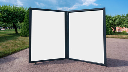 Big dual vertically billboard with white blank space for mockup - obrazy, fototapety, plakaty
