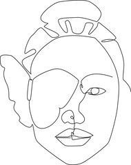 Minimal woman face.Creative author's illustration.