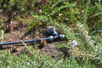 Portable garden plastic pipe system with a mounted shower sprayer head