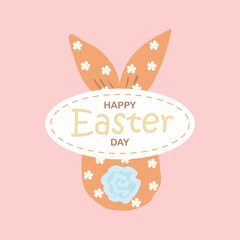 Cute hand drawn Easter bunny gift. Background easter egg hare, vector illustration, great for easter labels, stickers, banner, prints, web, logo, vector pastel design