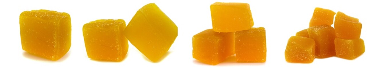 Set of photo rahat lukum, sweets from the east isolated on white background.