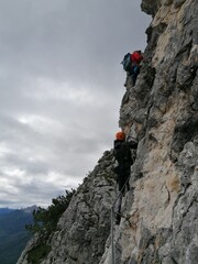 Trekking in Tre Cime in the Dolomites Mountains in Northern Italy