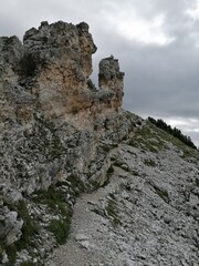 Trekking in Tre Cime in the Dolomites Mountains in Northern Italy