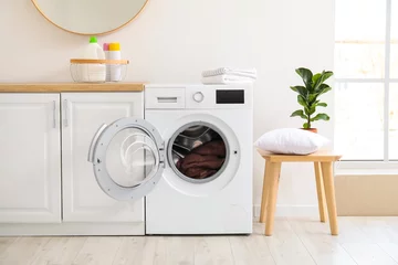 Foto op Plexiglas Interior of kitchen with modern washing machine © Pixel-Shot