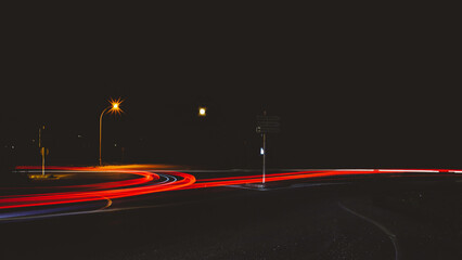 A road with car lights