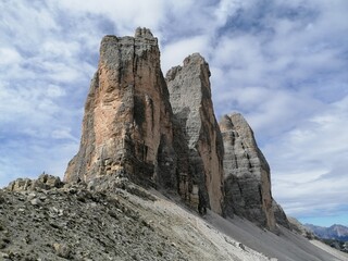 Trekking in Tre Cime in the Dolomites Mountains in Northern Italy
