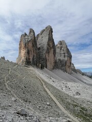 Trekking in Tre Cime in the Dolomites Mountains in Northern Italy
