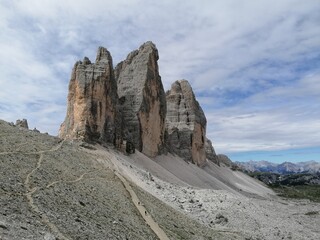 Trekking in Tre Cime in the Dolomites Mountains in Northern Italy