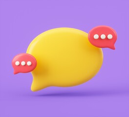 Speech bubbles composition with place for text. 3d rendered image. 