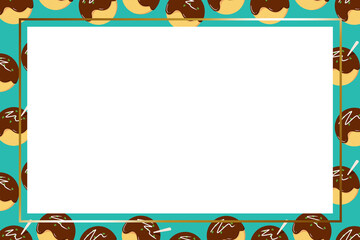 たこやきのフレーム　長方形　ブルーグリーン