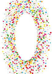 Yellow Confetti Celebrate Texture. Dot Wedding Illustration. Red Banner Circle. Blue Frame Round Background.