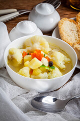 Bowl of minestrone soup.