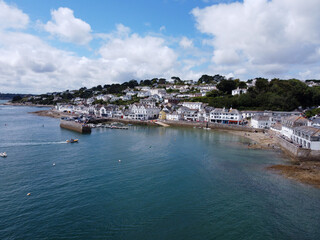 st mawes harbour cornwall England uk drone aerial 