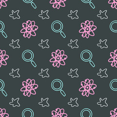 back to school pattern. Vector seamless pattern of school supplies stationery icons. Seamless doodle school equipment. Can be used for wallpaper, pattern fills, textile, web page background, surface 