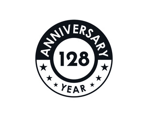 128 years anniversary badge vector design