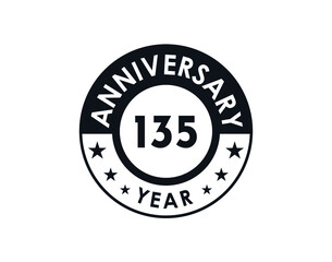 135 years anniversary badge vector design