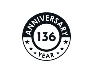 136 years anniversary badge vector design