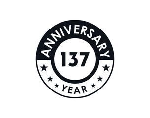 137 years anniversary badge vector design