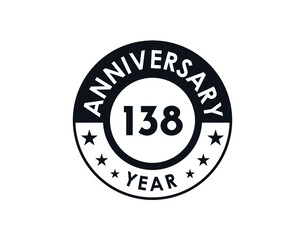 138 years anniversary badge vector design