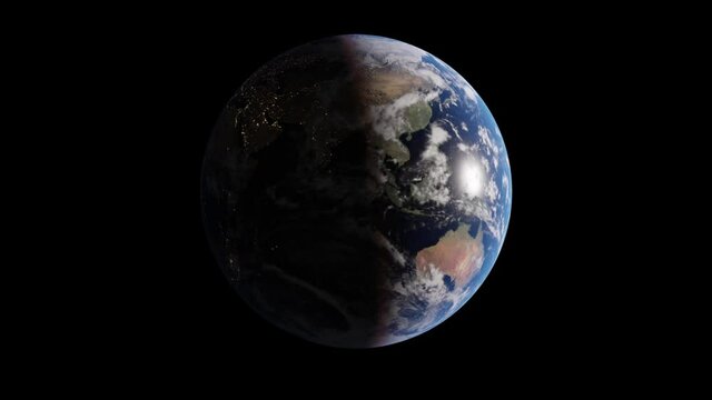 Erde dreht sich vor schwarzem Hintergrund (Schleife)