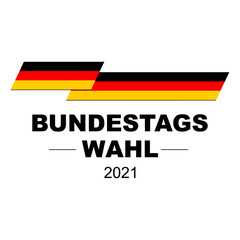 Bundestagwahl 2021. German national federal election. Banner with text and long German flag. Creative logo, icon, sticker, banner. vector illustration.