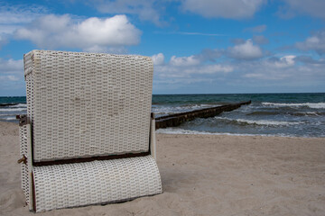 Lonely beach chair on the Baltic Sea near Ahrenshoop