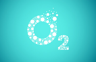 Oxygen O2 bubble logo design. Oxygen icon vector illustration.
