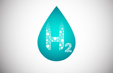 Hydrogen H2 droplet bubble logo design. Hydrogen icon vector illustration.