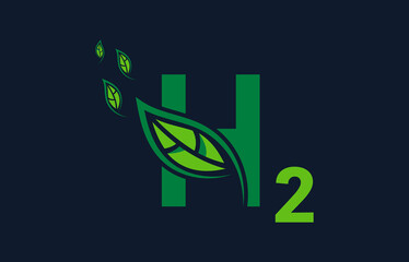 Eco Friendly Clean Hydrogen H2 logo icon concept. Hydrogen Vector Illustration Graphic Design.