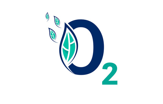 Eco Nature Oxygen O2 icon concept logo with leaves. Oxygen Vector Illustration Graphic Design.