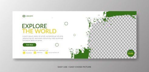 Modern and simple editable Travel web banner template for ads and promotion